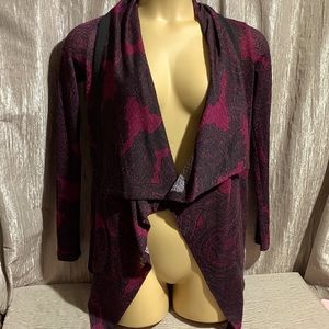 Tyche Open Drape Cardigan S Long Sleeve Stretchy Purple Black